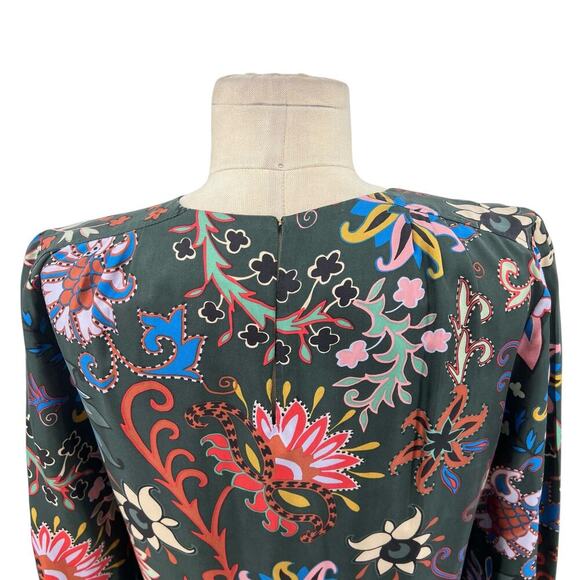 Tory Burch Floral Longsleeve Silk Twill Shift Dress Black Mountain Floral Size 0 - Picture 10 of 15